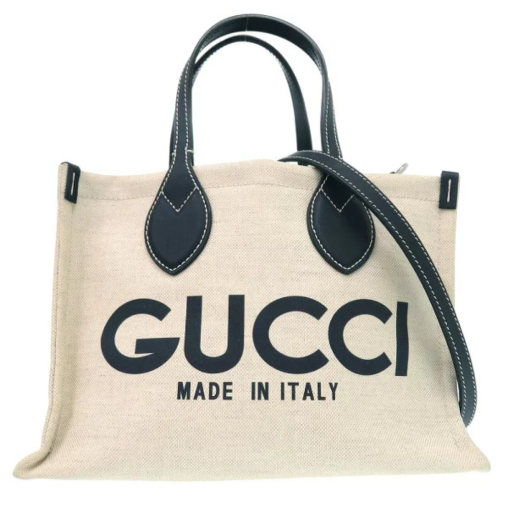 Gucci Print tote bag leather Gucci Made in Italy logo White Black